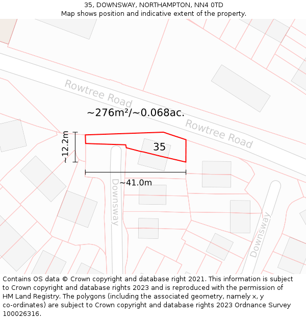 35, DOWNSWAY, NORTHAMPTON, NN4 0TD: Plot and title map