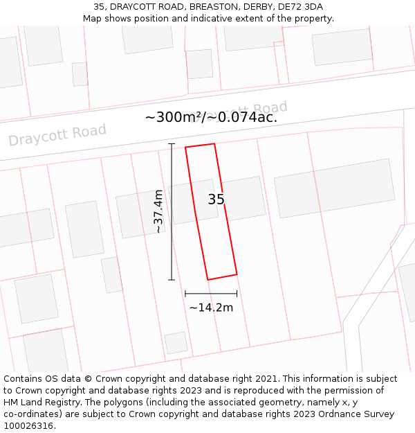 35, DRAYCOTT ROAD, BREASTON, DERBY, DE72 3DA: Plot and title map