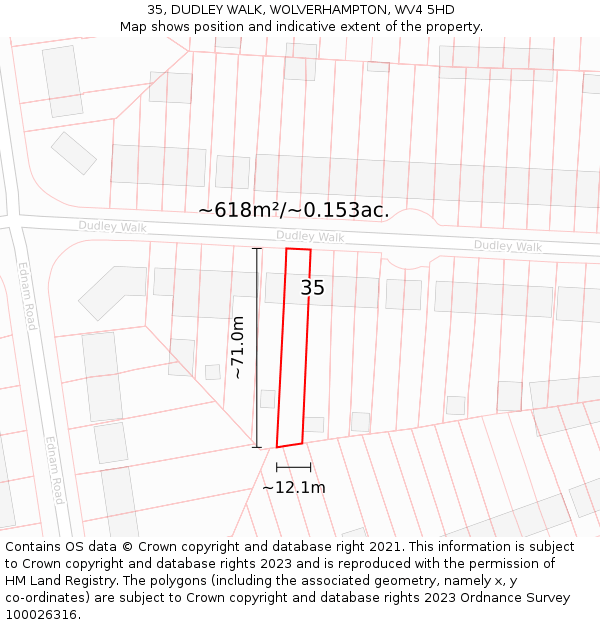 35, DUDLEY WALK, WOLVERHAMPTON, WV4 5HD: Plot and title map