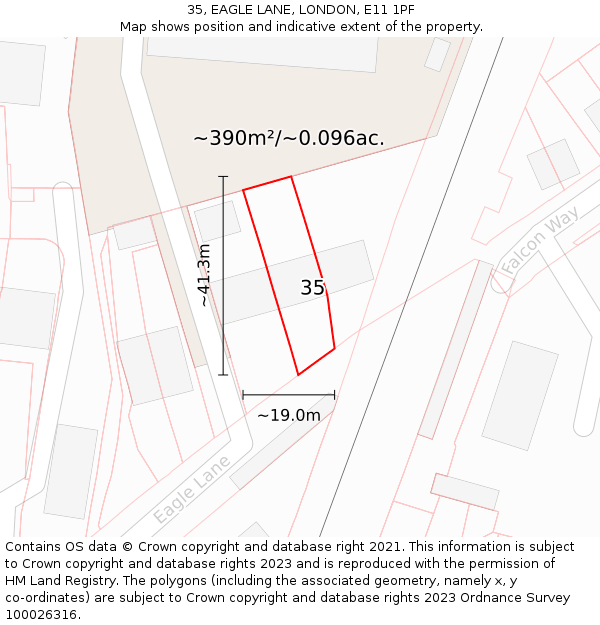 35, EAGLE LANE, LONDON, E11 1PF: Plot and title map