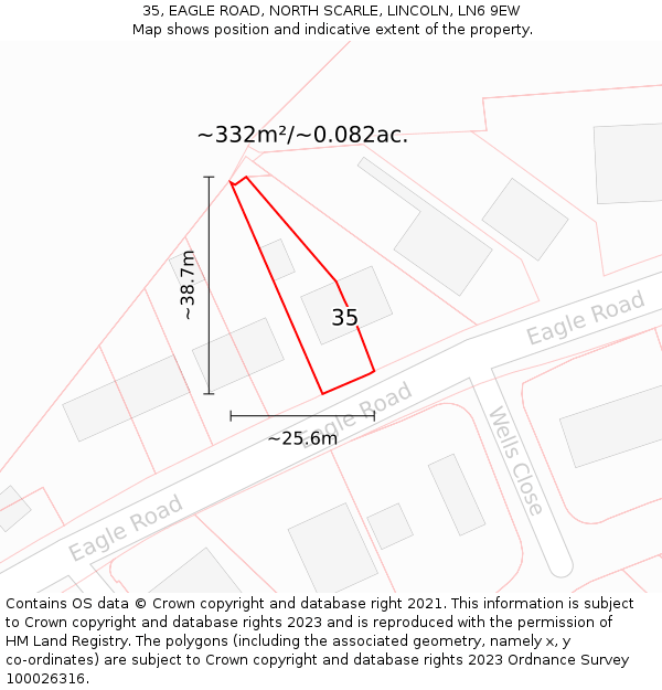 35, EAGLE ROAD, NORTH SCARLE, LINCOLN, LN6 9EW: Plot and title map