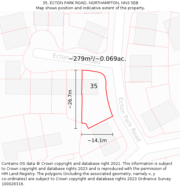 35, ECTON PARK ROAD, NORTHAMPTON, NN3 5EB: Plot and title map