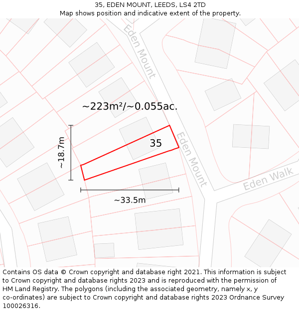 35, EDEN MOUNT, LEEDS, LS4 2TD: Plot and title map