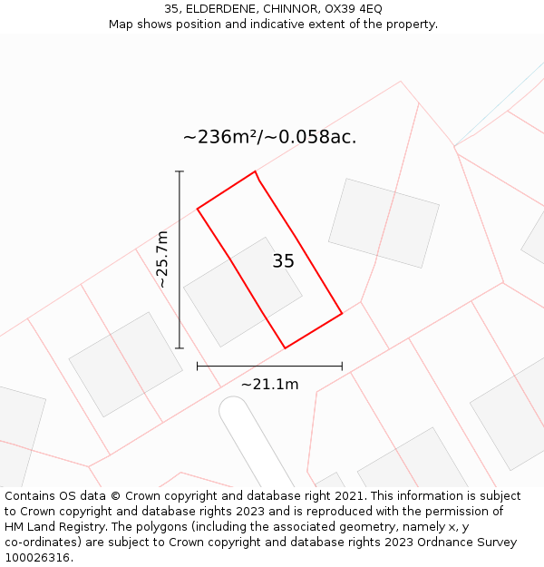 35, ELDERDENE, CHINNOR, OX39 4EQ: Plot and title map