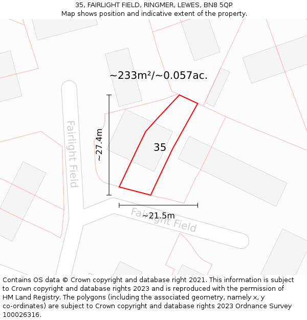 35, FAIRLIGHT FIELD, RINGMER, LEWES, BN8 5QP: Plot and title map
