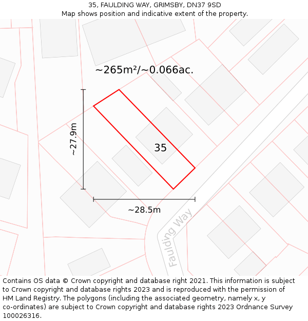35, FAULDING WAY, GRIMSBY, DN37 9SD: Plot and title map