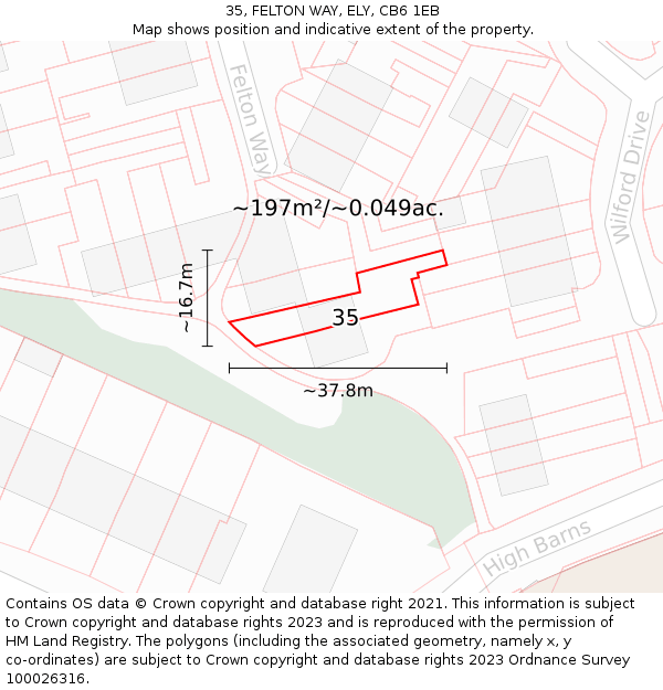 35, FELTON WAY, ELY, CB6 1EB: Plot and title map