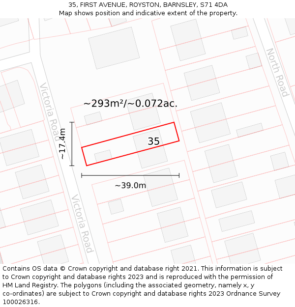 35, FIRST AVENUE, ROYSTON, BARNSLEY, S71 4DA: Plot and title map