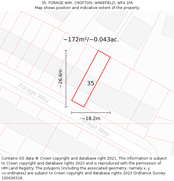 35, FORAGE WAY, CROFTON, WAKEFIELD, WF4 1FA: Plot and title map