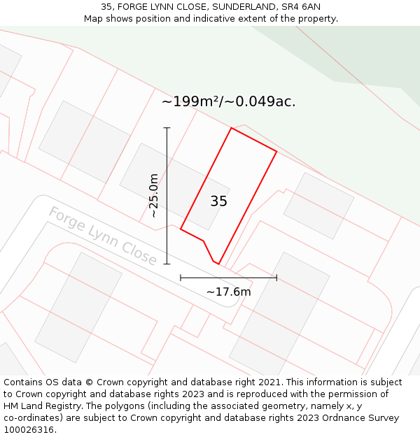 35, FORGE LYNN CLOSE, SUNDERLAND, SR4 6AN: Plot and title map