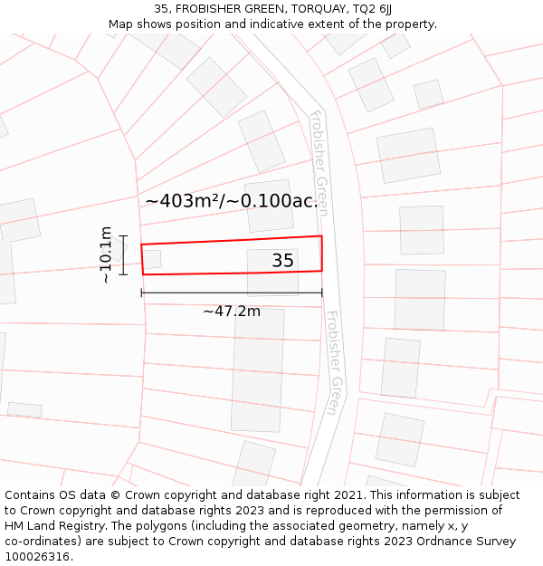 35, FROBISHER GREEN, TORQUAY, TQ2 6JJ: Plot and title map
