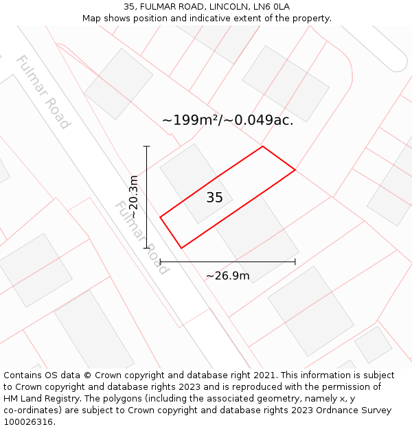 35, FULMAR ROAD, LINCOLN, LN6 0LA: Plot and title map