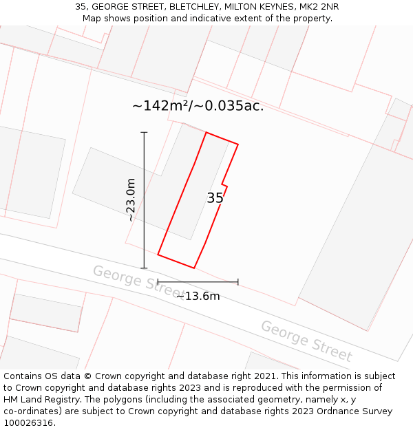 35, GEORGE STREET, BLETCHLEY, MILTON KEYNES, MK2 2NR: Plot and title map