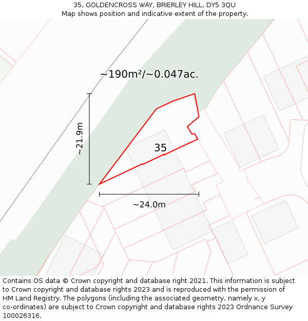 35, GOLDENCROSS WAY, BRIERLEY HILL, DY5 3QU: Plot and title map