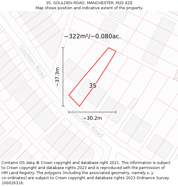 35, GOULDEN ROAD, MANCHESTER, M20 4ZE: Plot and title map