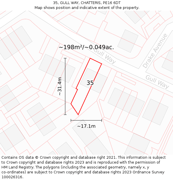 35, GULL WAY, CHATTERIS, PE16 6DT: Plot and title map