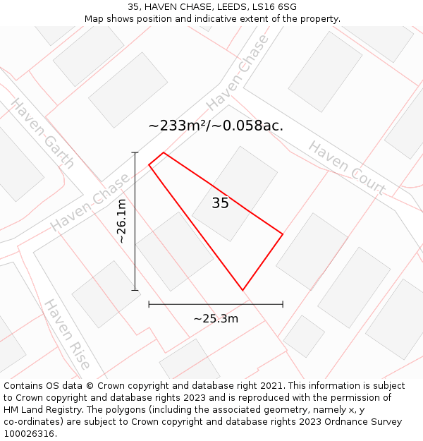 35, HAVEN CHASE, LEEDS, LS16 6SG: Plot and title map