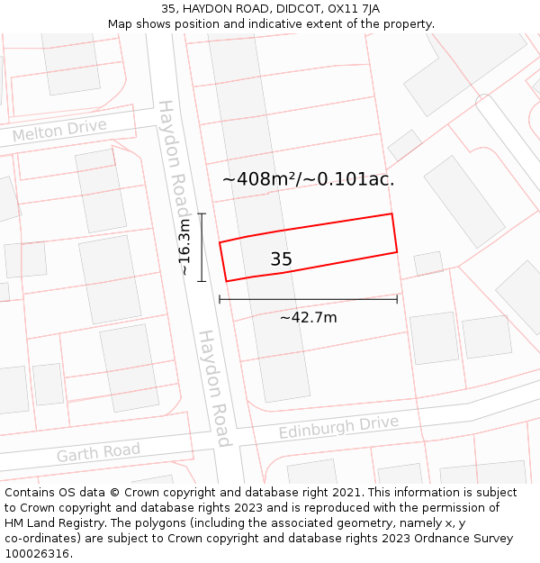 35, HAYDON ROAD, DIDCOT, OX11 7JA: Plot and title map