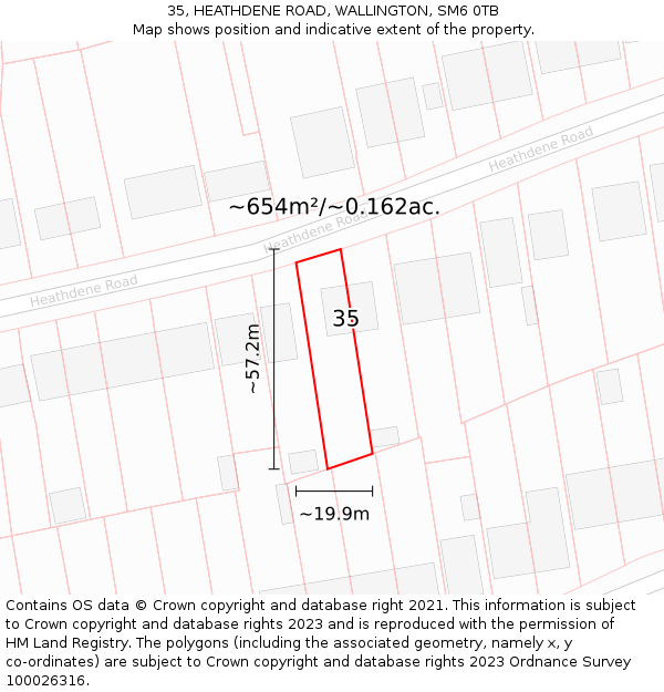 35, HEATHDENE ROAD, WALLINGTON, SM6 0TB: Plot and title map
