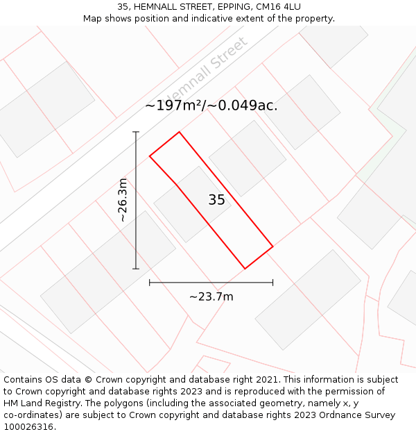 35, HEMNALL STREET, EPPING, CM16 4LU: Plot and title map