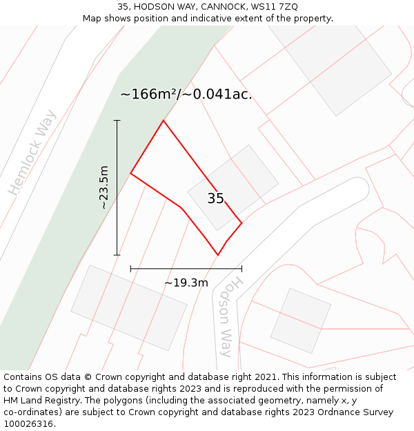 35, HODSON WAY, CANNOCK, WS11 7ZQ: Plot and title map
