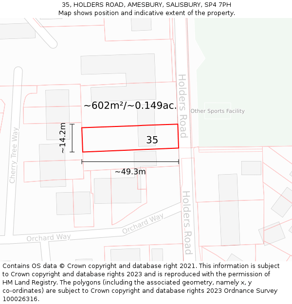 35, HOLDERS ROAD, AMESBURY, SALISBURY, SP4 7PH: Plot and title map