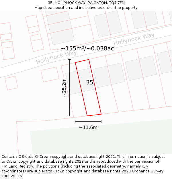 35, HOLLYHOCK WAY, PAIGNTON, TQ4 7FN: Plot and title map