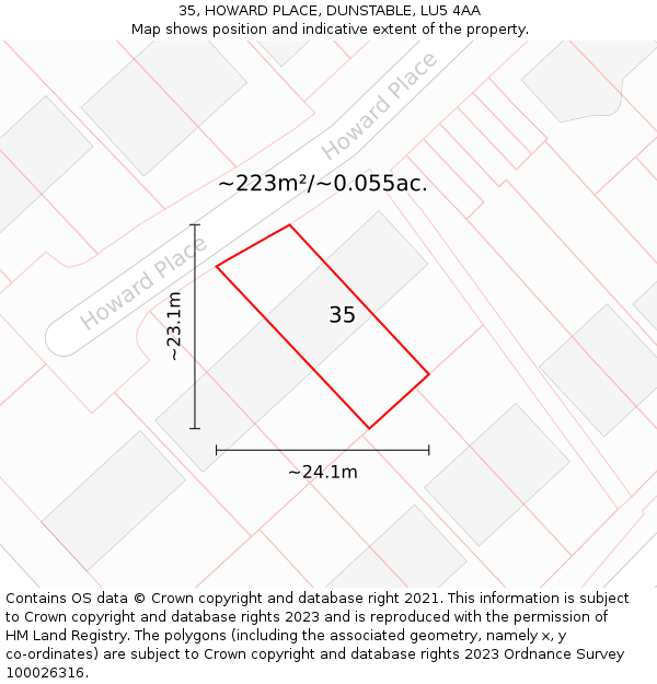 35, HOWARD PLACE, DUNSTABLE, LU5 4AA: Plot and title map