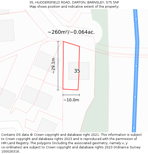 35, HUDDERSFIELD ROAD, DARTON, BARNSLEY, S75 5NF: Plot and title map