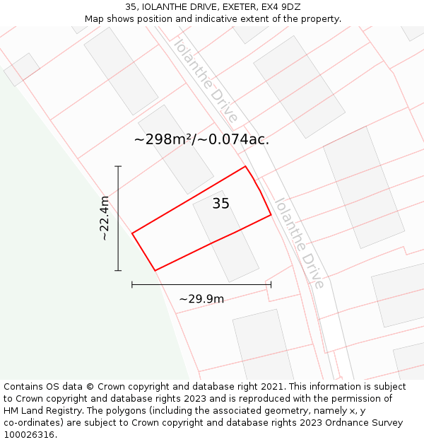 35, IOLANTHE DRIVE, EXETER, EX4 9DZ: Plot and title map