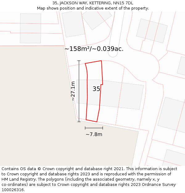 35, JACKSON WAY, KETTERING, NN15 7DL: Plot and title map