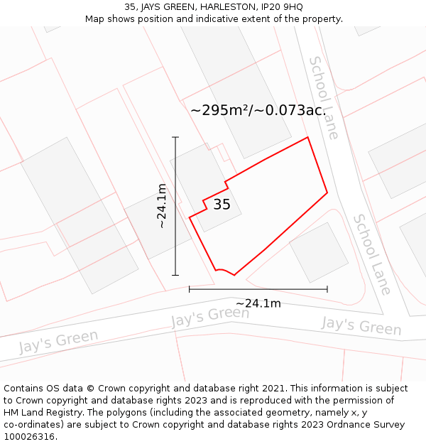 35, JAYS GREEN, HARLESTON, IP20 9HQ: Plot and title map