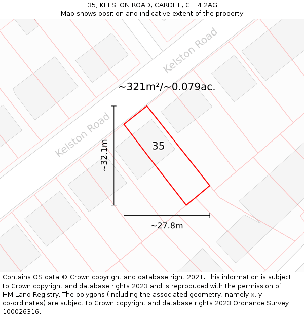 35, KELSTON ROAD, CARDIFF, CF14 2AG: Plot and title map