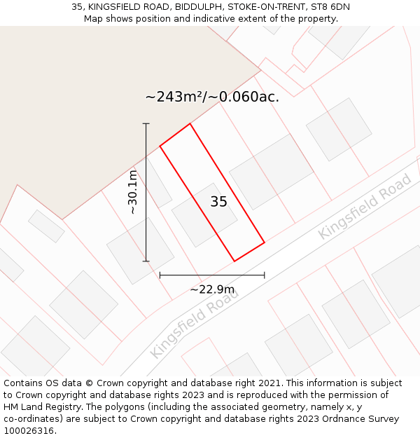 35, KINGSFIELD ROAD, BIDDULPH, STOKE-ON-TRENT, ST8 6DN: Plot and title map