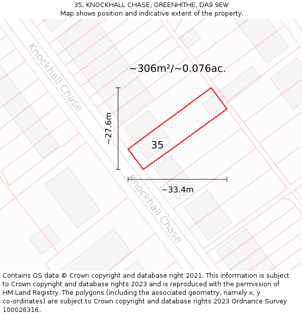 35, KNOCKHALL CHASE, GREENHITHE, DA9 9EW: Plot and title map