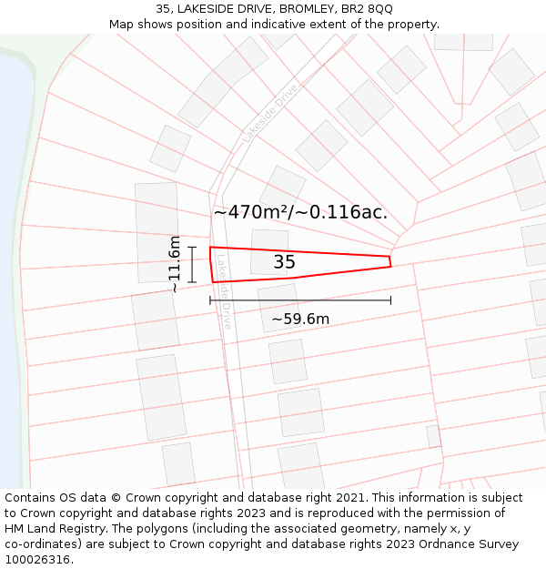 35, LAKESIDE DRIVE, BROMLEY, BR2 8QQ: Plot and title map