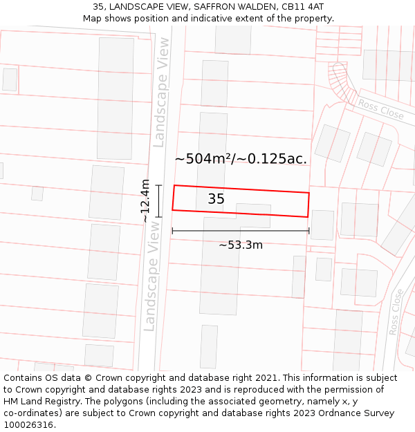 35, LANDSCAPE VIEW, SAFFRON WALDEN, CB11 4AT: Plot and title map