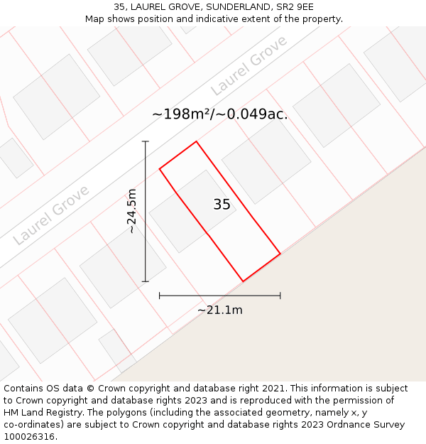35, LAUREL GROVE, SUNDERLAND, SR2 9EE: Plot and title map
