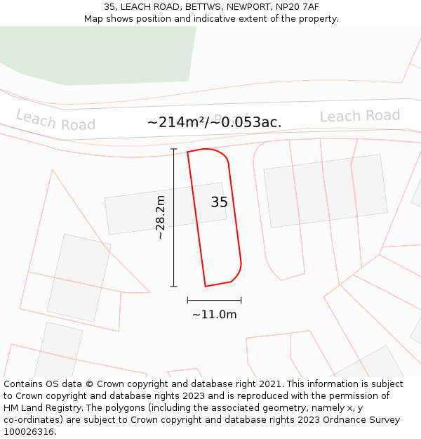 35, LEACH ROAD, BETTWS, NEWPORT, NP20 7AF: Plot and title map