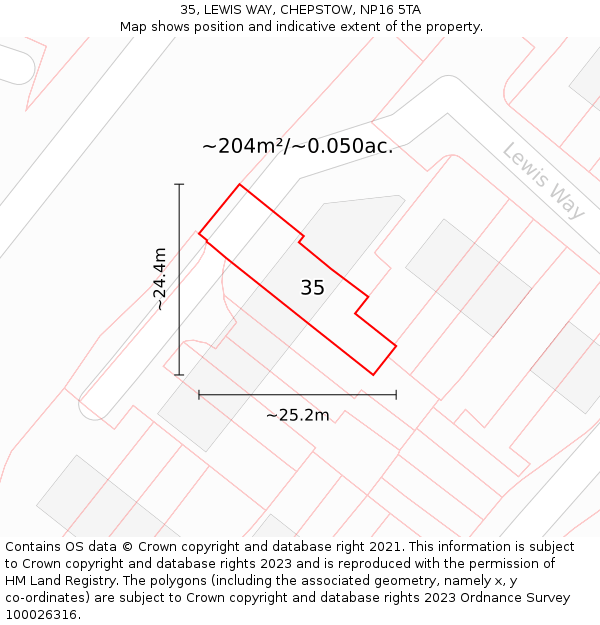 35, LEWIS WAY, CHEPSTOW, NP16 5TA: Plot and title map