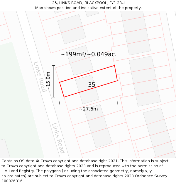 35, LINKS ROAD, BLACKPOOL, FY1 2RU: Plot and title map