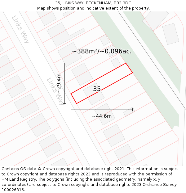 35, LINKS WAY, BECKENHAM, BR3 3DG: Plot and title map