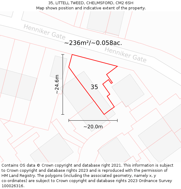 35, LITTELL TWEED, CHELMSFORD, CM2 6SH: Plot and title map