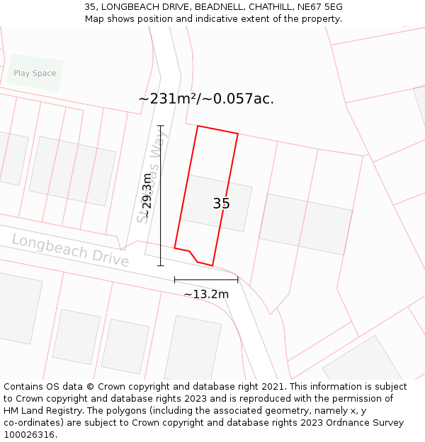 35, LONGBEACH DRIVE, BEADNELL, CHATHILL, NE67 5EG: Plot and title map