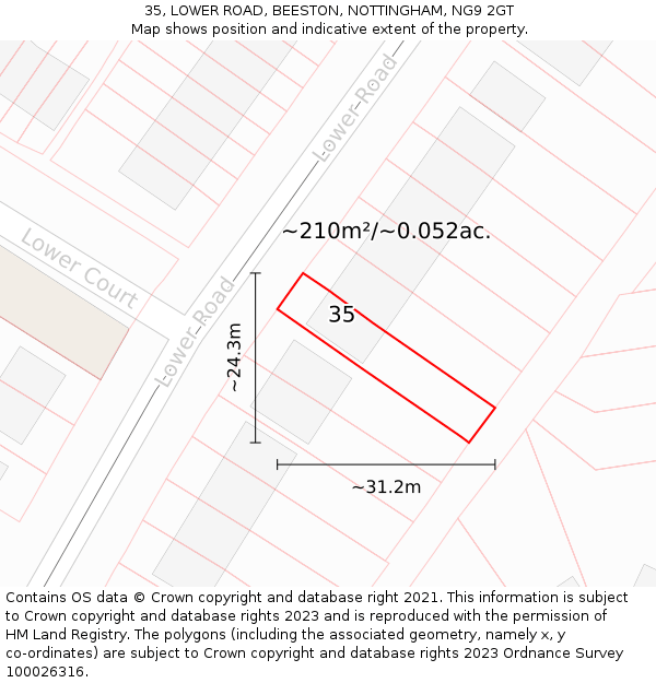 35, LOWER ROAD, BEESTON, NOTTINGHAM, NG9 2GT: Plot and title map