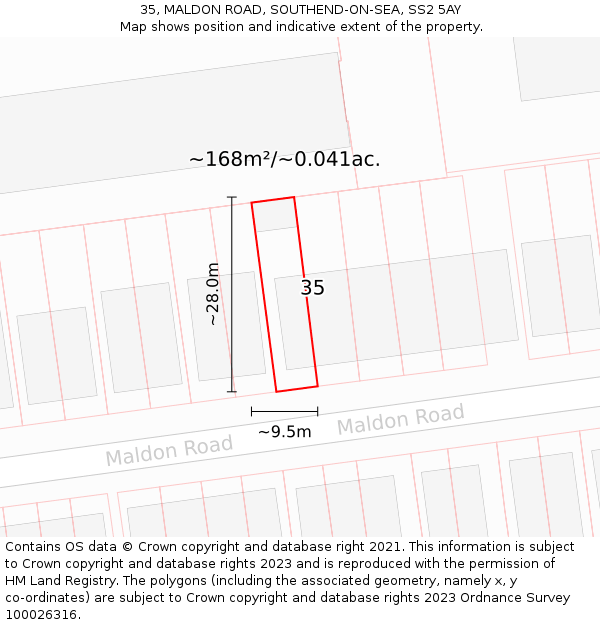 35, MALDON ROAD, SOUTHEND-ON-SEA, SS2 5AY: Plot and title map