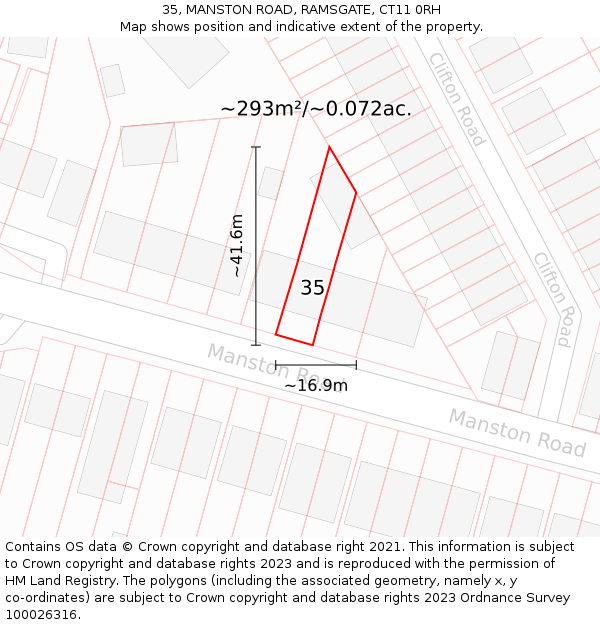 35, MANSTON ROAD, RAMSGATE, CT11 0RH: Plot and title map