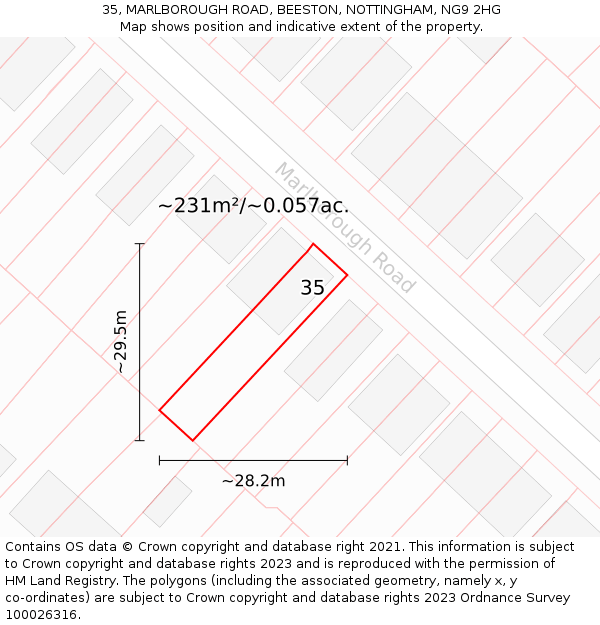35, MARLBOROUGH ROAD, BEESTON, NOTTINGHAM, NG9 2HG: Plot and title map