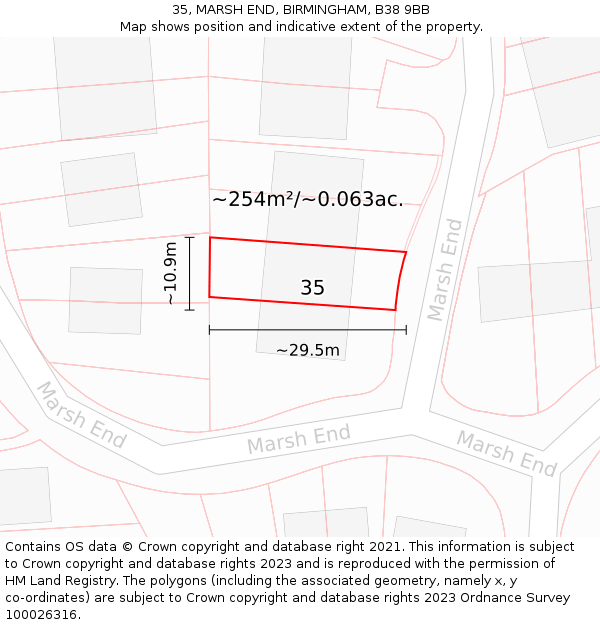 35, MARSH END, BIRMINGHAM, B38 9BB: Plot and title map