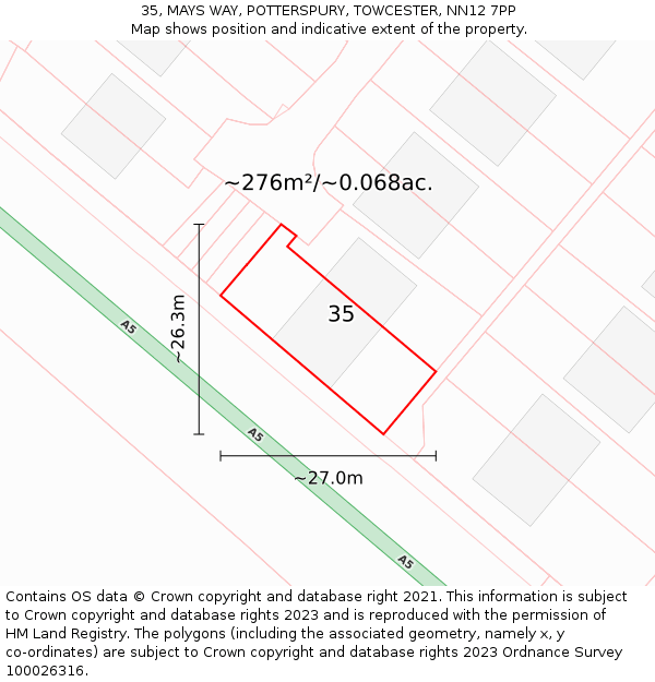 35, MAYS WAY, POTTERSPURY, TOWCESTER, NN12 7PP: Plot and title map
